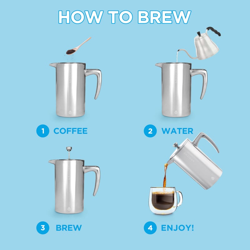 GROSCHE Dublin Stainless Steel Eight Cup French Press, 1 EA - Image 2